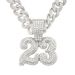 Cool full diamond number 23 pendant necklace Men's hip hop personality club wear diamond Cuban chain_ipsvogv.com