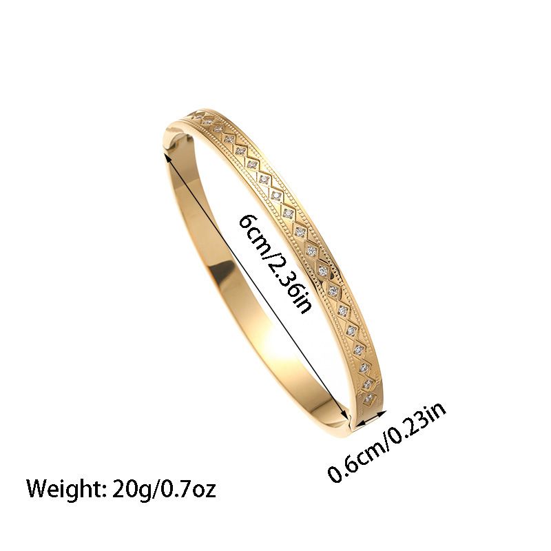 Simple And Stylish Diamond-encrusted Hollow Titanium Steel Bracelet, High Quality_ipsvogv.com