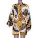 Women's printed long-sleeved blouse and shorts set two-piece_ipsvogv.com