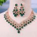 Women's Jewelry Elegant Rhinestone Necklace And Earrings Set For Wedding, Party, And Special Occasions, U-Shaped Design With Crystals_ipsvogv.com
