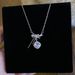 French Sweet Pink Diamond Sugar Cube Bowknot Ribbon Necklace For Women Fashion Collarbone Chain Birthday Valentine's Day_ipsvogv.com