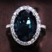 Cao Shi's New Accessories Elegant Women's Egg Peacock Blue Zircon Ring_ipsvogv.com