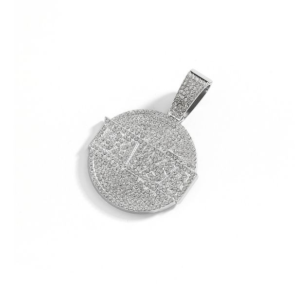Hip Hop New Round Shield BANSB Alloy Full Diamond Pendant, Personalized And Versatile Street Men's Necklace_ipsvogv.com