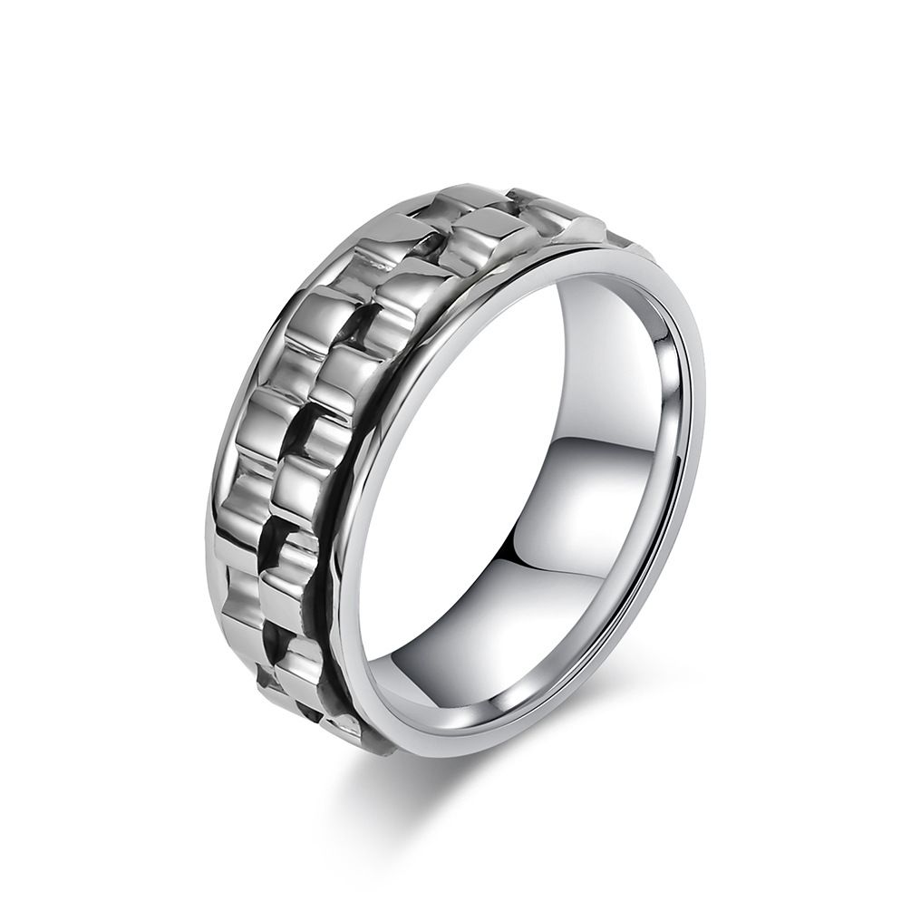 Rotatable gear decompression ring to relieve anxiety niche light luxury design titanium steel hand jewelry_ipsvogv.com