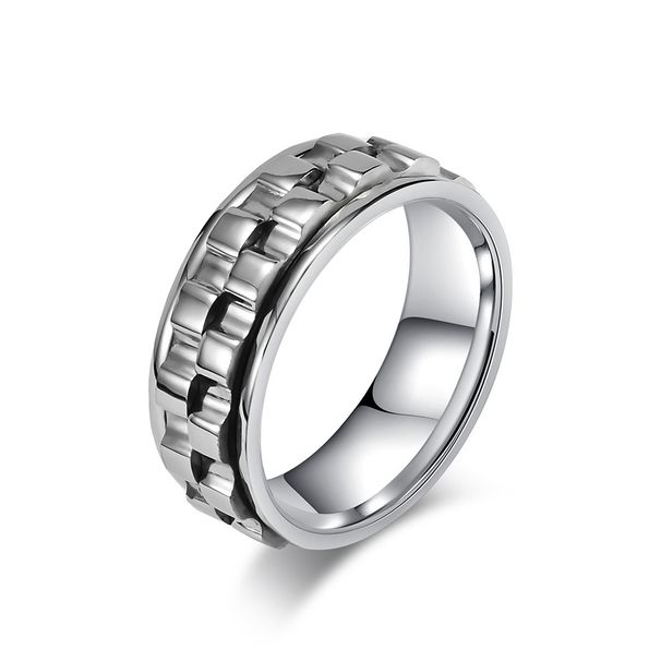 Rotatable gear decompression ring to relieve anxiety niche light luxury design titanium steel hand jewelry_ipsvogv.com