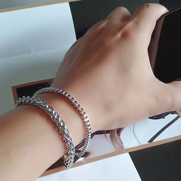 Double Layer Stacked Cuban Chain Bracelet For Men Hip Hop Women's Bangle Minimalist Cool Couple Jewelry_ipsvogv.com