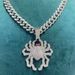 Punk Trendy 3D Large Spider Pendant Necklace Hip Hop Street Dance Diamond-Encrusted Cuban Chain Men's Accessories_ipsvogv.com