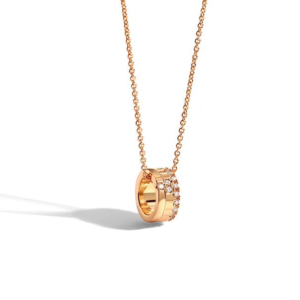 Small Waist Luck Beads Inlaid With Diamond Copper Necklace Gear Geometric Round Bead Pendant Couple Necklace_ipsvogv.com