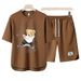 Men's Clothing 2024 Waffle Casual Summer Suit Men's Loose Teen Short sleeved T shirt Shorts Handsome Two piece Suit_ipsvogv.com