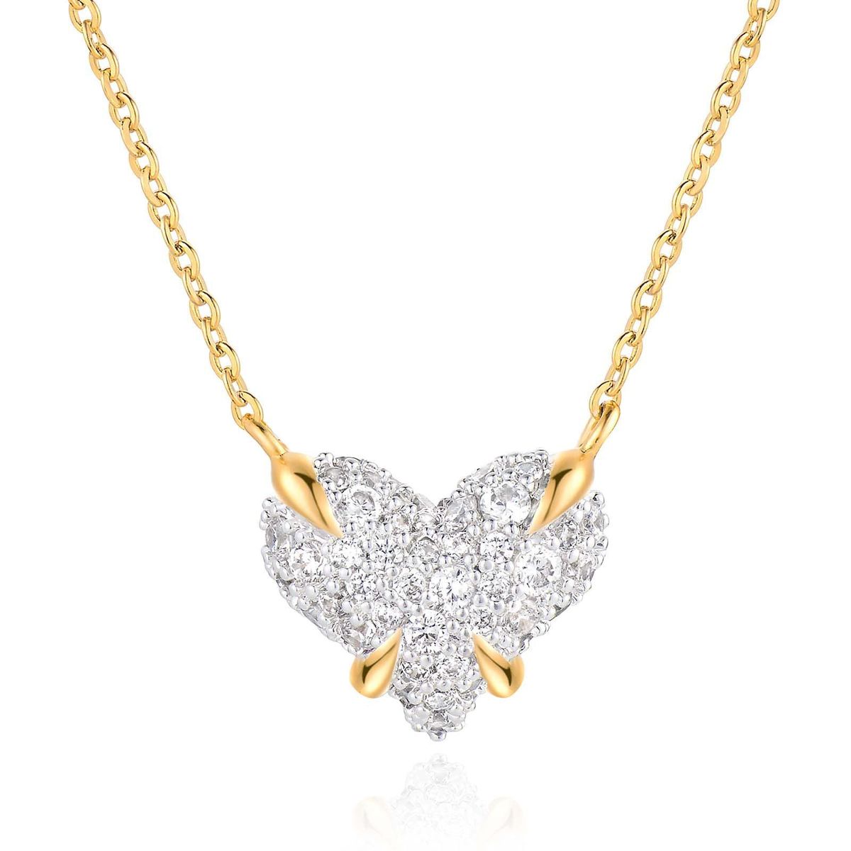 Ins Full Inlaid Zircon Heart Necklace Female French Light Luxury Creative Design Sweet Temperament Necklace_ipsvogv.com