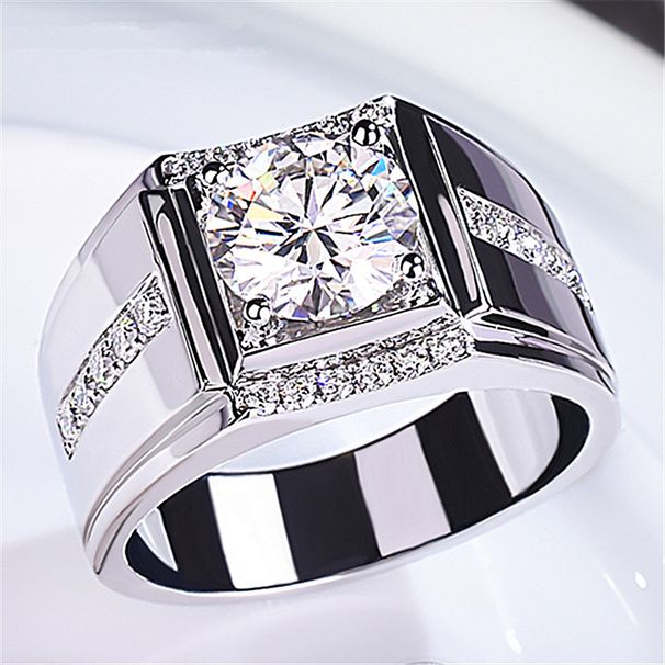 High Carbon Zircon Diamond Mosonite Men's Rose Color Gold Wide And Thick Edition Ring_ipsvogv.com
