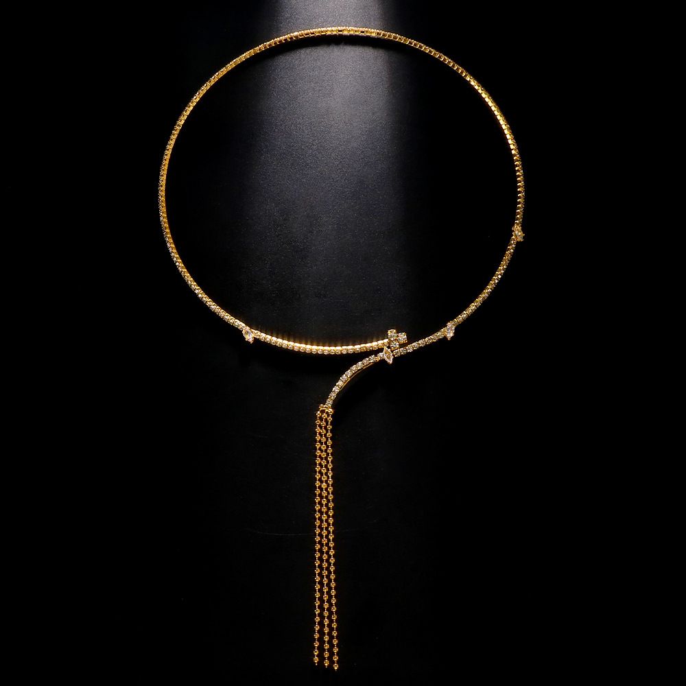 Asian Explosion Fashion Punk Rhinestone Necklace, Light Luxury Temperament Fringed Collar Accessories Women's Necklace_ipsvogv.com