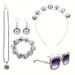 1970S Disco Mirror Ball Necklace Earrings Bracelet Headband Sequin Headband Square Frame Crystal Sunglasses_ipsvogv.com