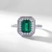 Classic Geometric Cultivated Emerald Ring S925 Silver Inlaid Cultivated Colored Gemstone Index Finger Ring Banquet Wedding Light Luxury_ipsvogv.com