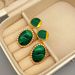 Exaggerated luxurious peacock stone a high-end and super flashy design, niche earrings with silver needles_ipsvogv.com
