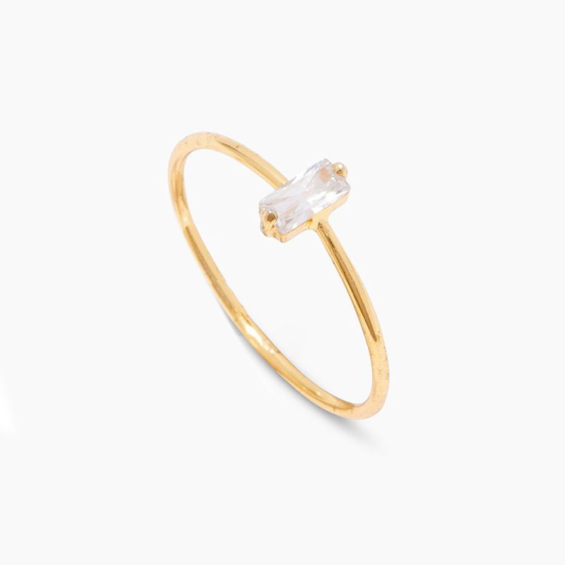 Ins style simple rectangular zircon ring female can be stacked temperament simulation diamond thin ring_ipsvogv.com