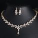 Fashion Simple Elegant Long Horse Eye Water Drop Zircon Necklace Bride Bridesmaid Wedding Banquet Set Earrings_ipsvogv.com
