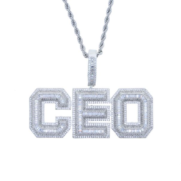 Men's Hip Hop Jewelry Letter Pendant Necklace With Cubic Zirconia, Gold/Silver Plated Twist Chain, 24 Inches, Urban Streetwear Accessory_ipsvogv.com