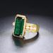Fashion geometric large gemstone female ring inlaid with green stone plated with gold popular jewelry_ipsvogv.com