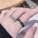 Full Diamond Zircon Fashionable And Versatile, French Cross, Dark, Personalized, Open Mouth Ring, Small, High End,_ipsvogv.com