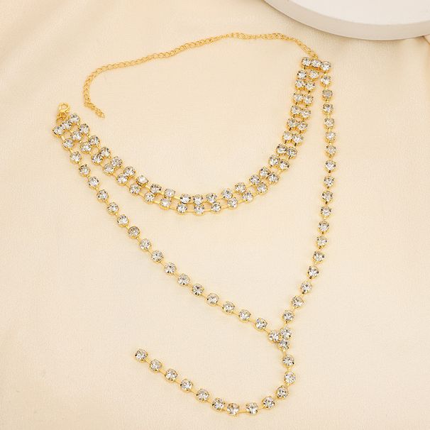 Personality Trend Sparkling Crystal Necklace European And American Fashion Long Geometric Collarbone Chain Necklace_ipsvogv.com