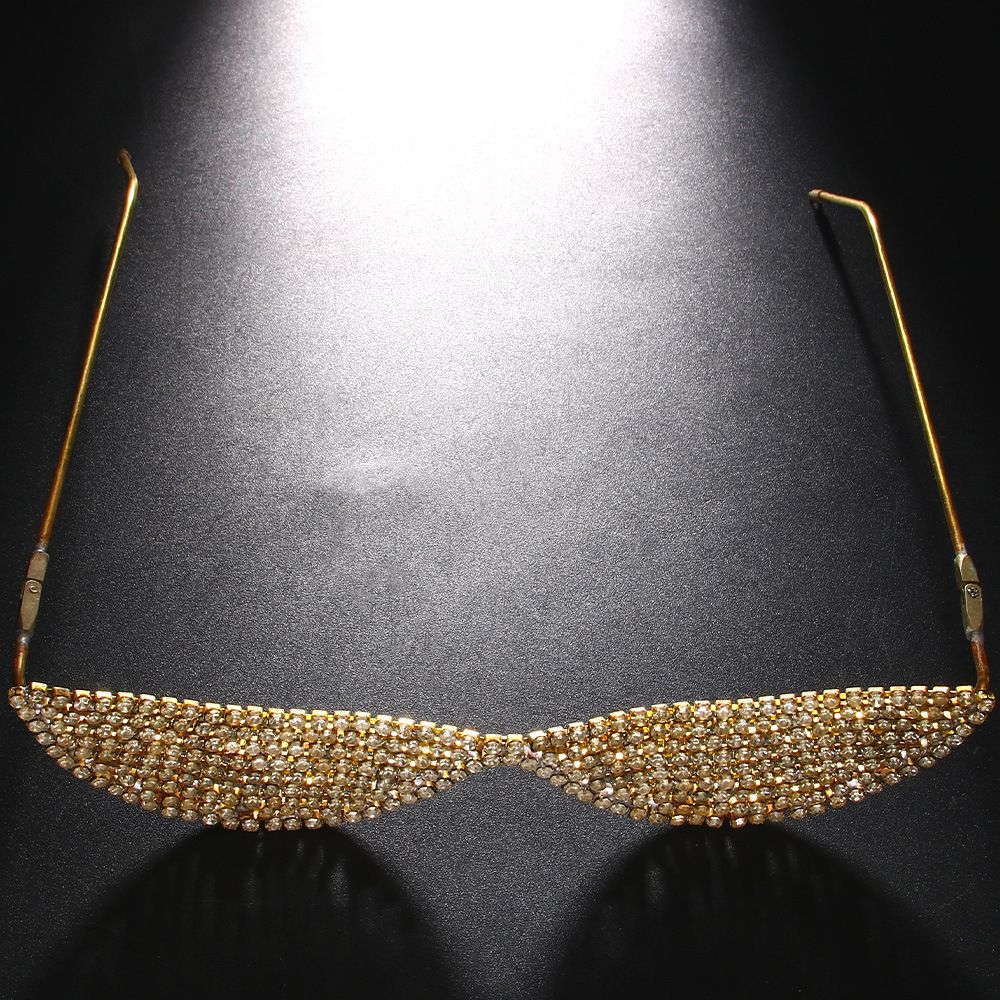 Shiny Full Diamond Rhinestone Glasses Frame Lens Free Metal Foldable Eye Frame Face Accessories Female Frame_ipsvogv.com