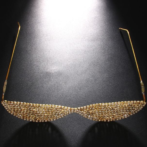 Shiny Full Diamond Rhinestone Glasses Frame Lens Free Metal Foldable Eye Frame Face Accessories Female Frame_ipsvogv.com
