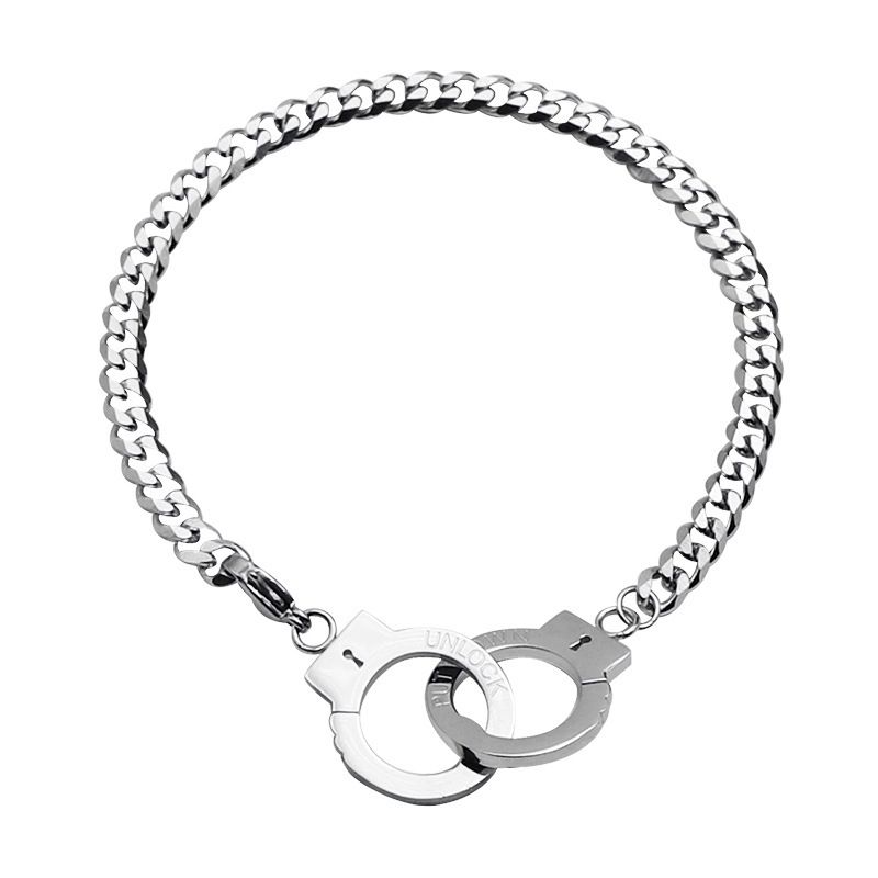 Versatile Hip-Hop Trendy Men's Pendant Titanium Simple Personality Interlocking Stainless Steel Bracelet Accessories_ipsvogv.com