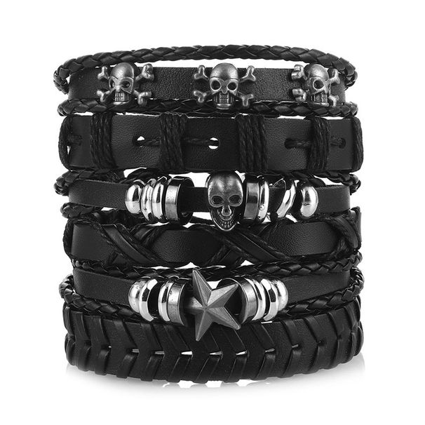 Mulsanne Leather Skull Multi-layer Bracelet For Men New Hip-hop Style Braided Jewelry_ipsvogv.com