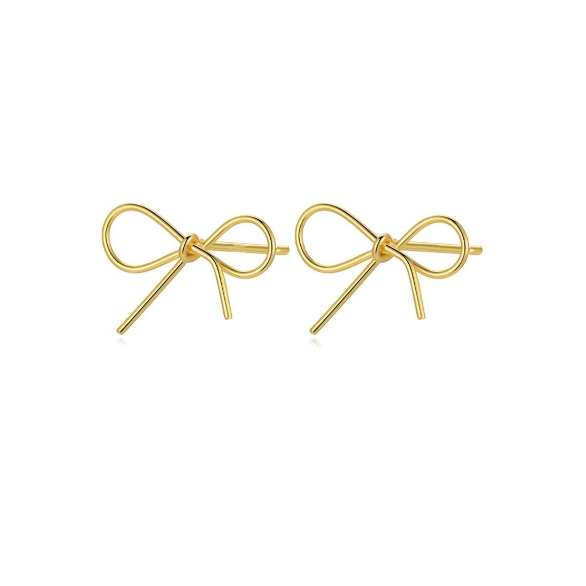 New Fashion Personality Sweet Cool Style Simple Bow Earrings Brass Real Gold Electroplated Ladies Earrings_ipsvogv.com
