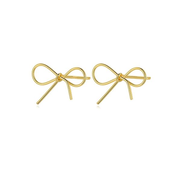 New Fashion Personality Sweet Cool Style Simple Bow Earrings Brass Real Gold Electroplated Ladies Earrings_ipsvogv.com