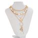 Baroque Pearl Layered Necklace, Female Punk Style Metal Portrait Pendant Accessory_ipsvogv.com