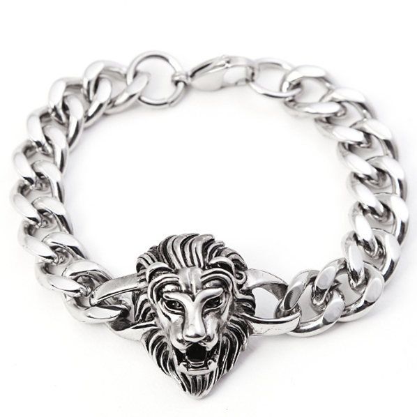 Stainless Men's Bold Skull Bracelet Titanium Cuban Cast Steel Four-Sided Polished Chain Jewelry_ipsvogv.com