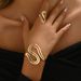 Geometric Style Women's Set Versatile Multi layer Adjustable Opening Design Ring Hollow Bracelet_ipsvogv.com