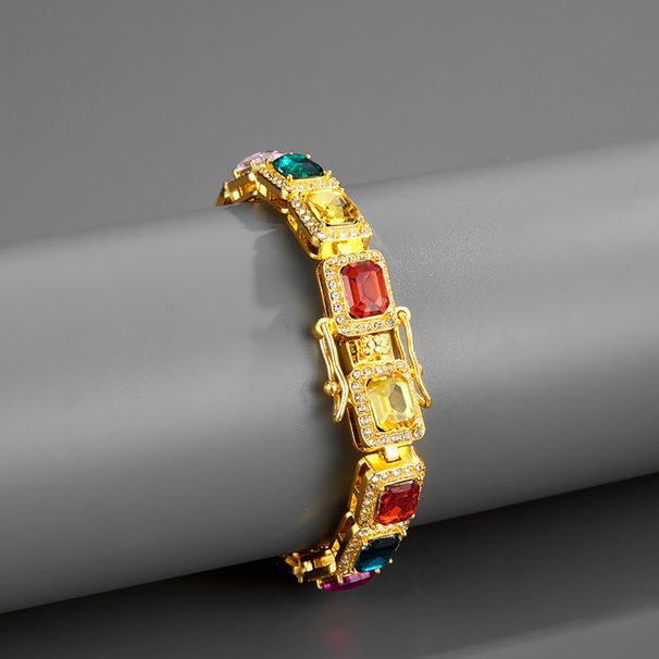 Women’s Jewelry Set Fashion Men's 10mm Colored Zircon Cuban Chain Hiphop Rap Jewelry Personality Hip Hop Style Necklace_ipsvogv.com