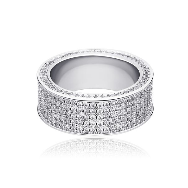 Hip Hop Five Row Diamond For Men And Women INS Cool Style Ring With Micro Set Zircon Plated Real Gold Jewelry_ipsvogv.com