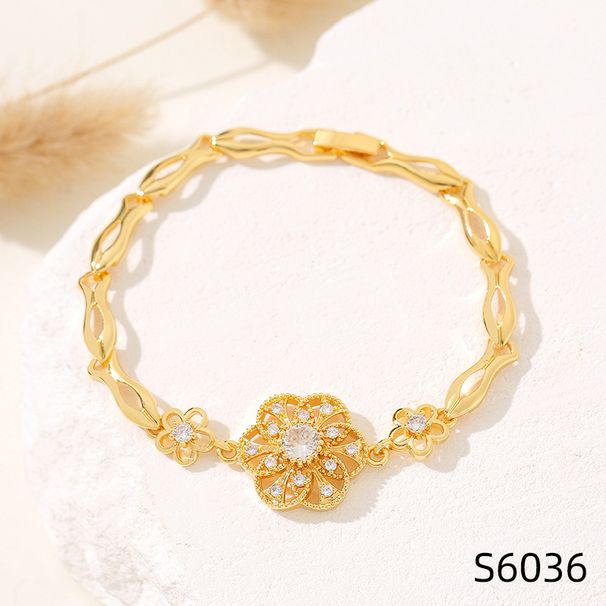 Women's Jewelry Micro Inlaid Zircon Bracelet Sweet Flower Four Leaf Clover Summer Fashion Titanium Steel Light Luxury Hand Jewelry_ipsvogv.com