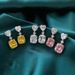 Cao Shi's new light luxury flash diamond pink yellow white Zircon Earrings women's fashion CaiBao earrings_ipsvogv.com