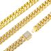 Men's hip hop trendsetter diamond box buckle Cuban chain thick 13mm dense hip hop necklace clavicle chain_ipsvogv.com