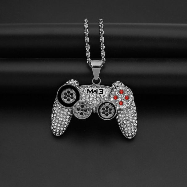 Trendy New Style Showdown Console Full Of Diamonds Game Controller Necklace Personalized Men's Arcade Pendant_ipsvogv.com