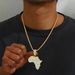Personalized full diamond map pendant men's Cuban chain necklace hip hop trendy necklace all match net celebrity necklace_ipsvogv.com