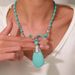 Bohemian Ethnic Style Turquoise Necklace Butterfly Water Drop Pearl Love Pendant Clavicle Necklace_ipsvogv.com