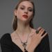 Halloween jewelry, three piece set of exaggerated personality, spider necklace, earrings and ring, retro emerald set accessories_ipsvogv.com