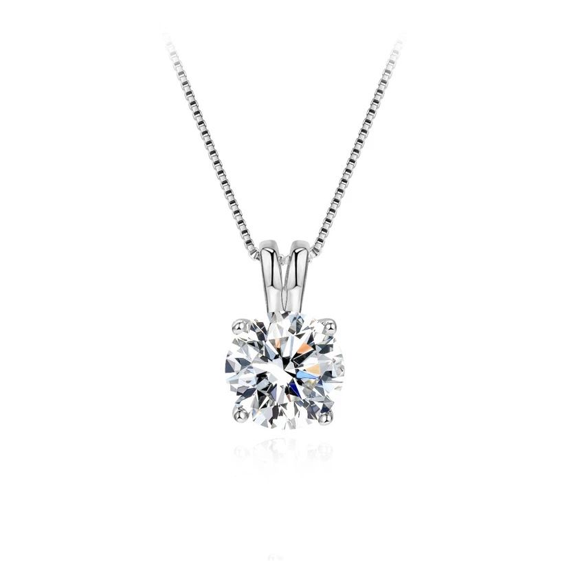 Silver Moissanite Necklace Colorful 1 2 3 Carat Pendan Rabbit Ear Moissanite Clavicle Necklace_ipsvogv.com