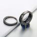 Fashion black gold ring, blue square zircon micro inlaid black gold plated double layer ring_ipsvogv.com