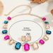 Ins Personalized Fashion Women's Earrings, Necklace Jewelry Set with Colorful Long Hip Hop Chain Earrings Inlaid_ipsvogv.com
