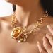 N12161ZA Heavy Industry Exaggerated Three Dimensional Metal Style Clavicle Chain Sweet Cool Rose Blossom Pendant_ipsvogv.com