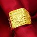 Men's Simulation 3D Hard Gold Wide Face Square Ring, Solid Domineering Men's Open Ring_ipsvogv.com