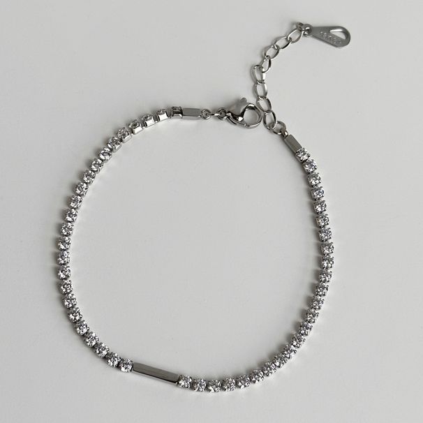 Women’s Jewelry Set Fashion Simple Retro Style Electroplated Zircon Tennis Chain Gold And Silver Anklet_ipsvogv.com