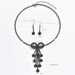 Bridal Leaf Flower Silver Necklace Earrings Two-Piece Rhinestone Claw Chain Jewelry Set_ipsvogv.com